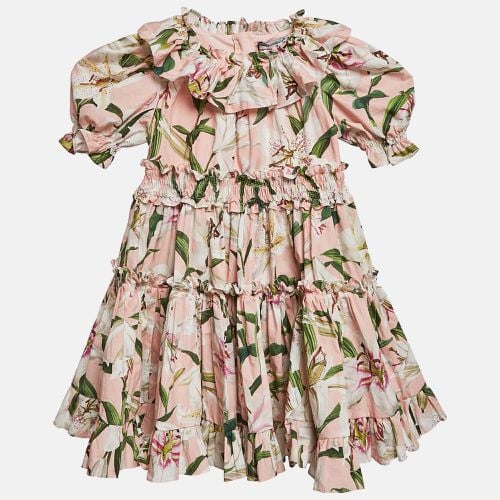 Floral Print Poplin Frilled Dress and Knickers Set 24-30 M - Dolce & Gabbana - Modalova