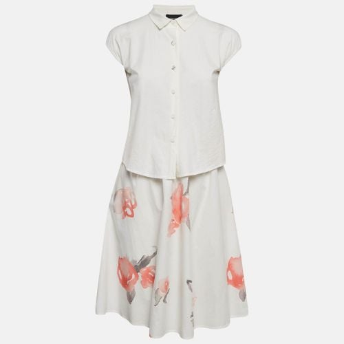 Textured and Floral Print Cotton Dress 12 Yrs - Emporio Armani - Modalova