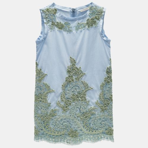 Junior Cotton Lace Patch Detail Sleeveless Dress 6 Yrs - Ermanno Scervino - Modalova