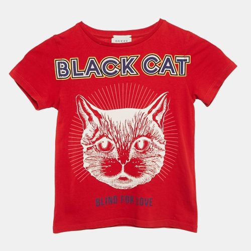 Cat Print Cotton T-Shirt 4 Yrs - Gucci - Modalova