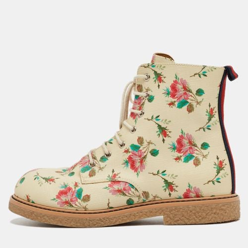 Rose Print Supreme Canvas Ankle Boots Size 33 - Gucci - Modalova