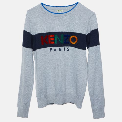 Logo Embroidered Cotton Full Sleeve Sweater 12 Yrs - Kenzo - Modalova