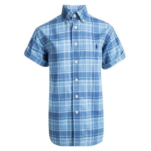 Checked Cotton Short Sleeve Buttondown Shirt 8 Yrs - Ralph Lauren - Modalova