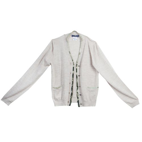 Silk Trim Merino Wool Cardigan 12 Yrs - Roma e Tosca - Modalova