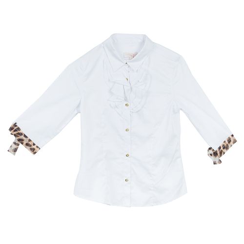 Ruffle Neck Button Down Shirt 6 Yrs - Roberto Cavalli Angels - Modalova