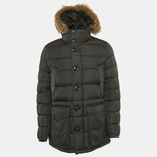 Real Fur Trim Nylon Hooded Down Jacket L - Moncler - Modalova