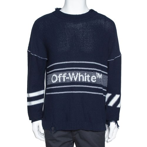 Off White Logo Intarsia Knit Distressed Jumper S - Off-White - Modalova