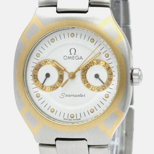 K Yellow Gold Stainless Steel Seamaster Quartz Men's Wristwatch 31 mm - Omega - Modalova