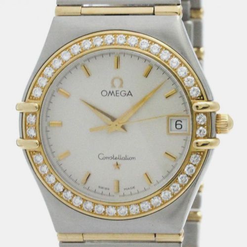 Constellation Diamond 18K Gold Steel Mens Watch 1217.30 - Omega - Modalova