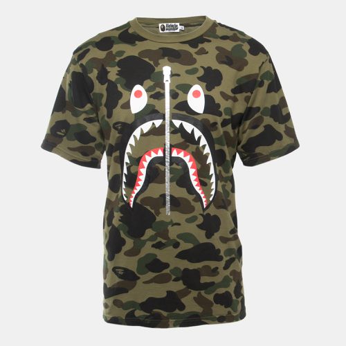 Military Camo Shark Print Cotton Crew Neck Half Sleeve T-Shirt XL - A Bathing Ape - Modalova