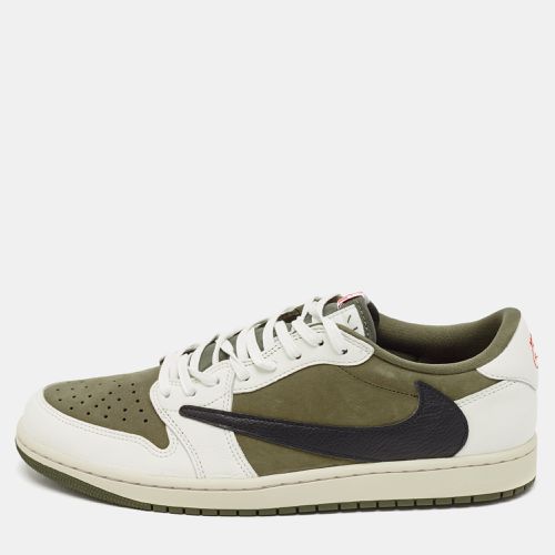 White Suede and Leather Jordan 1 Retro Low OG SP Travis Scott Medium Olive Sneakers Size 45.5 - Air Jordans - Modalova