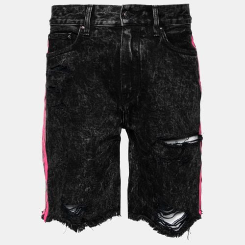 Distressed Contrast Stripe Printed Denim Shorts S - Amiri - Modalova