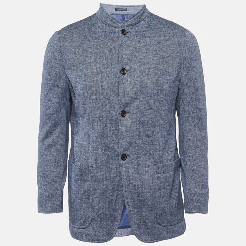 Cotton Knit Mandarin Collar Jacket L - Armani Collezioni - Modalova