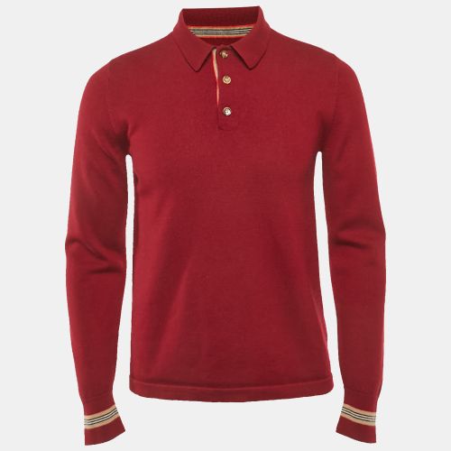 Dark Wool Knit Long Sleeve Polo T-Shirt XS - Burberry - Modalova