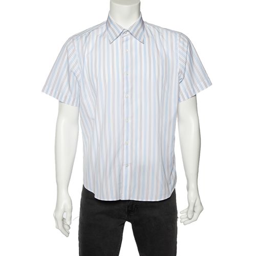 Striped Cotton Short Sleeve Shirt L - Balmain - Modalova