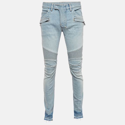 Washed Denim Skinny Jeans M Waist 32" - Balmain - Modalova