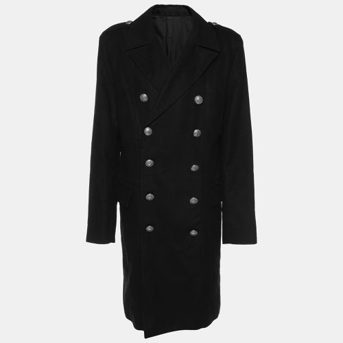 Viscose Blend Double Breasted Long Coat XXL - Balmain - Modalova