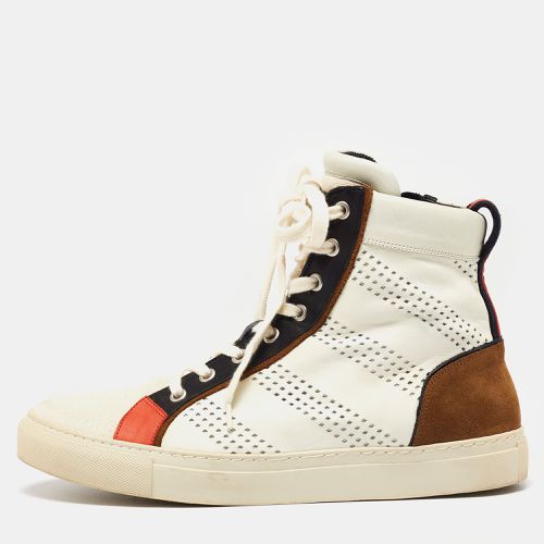 Perforated Leather, Suede and Canvas High-Top Sneakers Size 42 - Balmain - Modalova