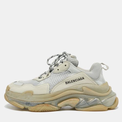 Mesh and Nubuck Leather Triple S Clear Lace Up Sneakers Size 40 - Balenciaga - Modalova