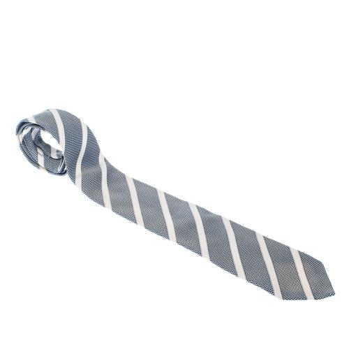 White Textured Diagonal Stripes Silk Jacquard Classic Tie - Boss By Hugo Boss - Modalova