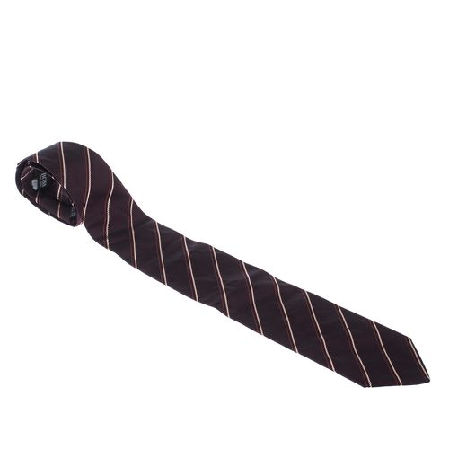 Bordeaux Diagonal Stripes Silk Jacquard Classic Tie - Boss By Hugo Boss - Modalova