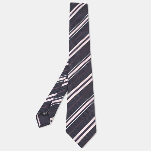 Pink Diagonal Striped Silk Tie - Boss By Hugo Boss - Modalova