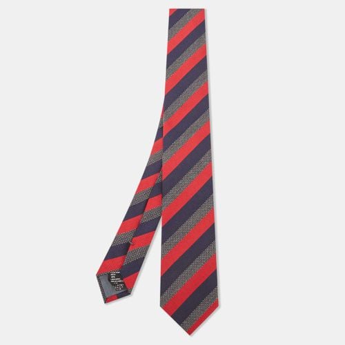 Red/Navy Diagonal Striped Silk Tie - Boss By Hugo Boss - Modalova