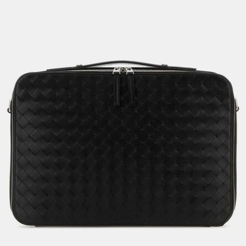 Intrecciato Leather Zipped Briefcase Bag - Bottega Veneta - Modalova