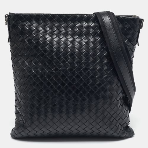 Intrecciato Leather Zip Flat Messenger Bag - Bottega Veneta - Modalova