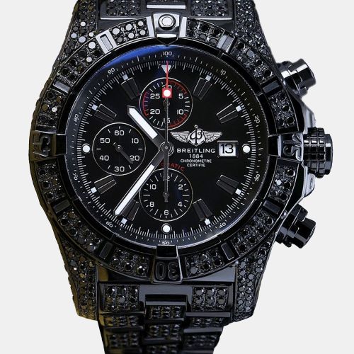 Customised Diamond Stainless Steel Super Avenger A13370 Automatic Men's Wristwatch 48 mm - Breitling - Modalova