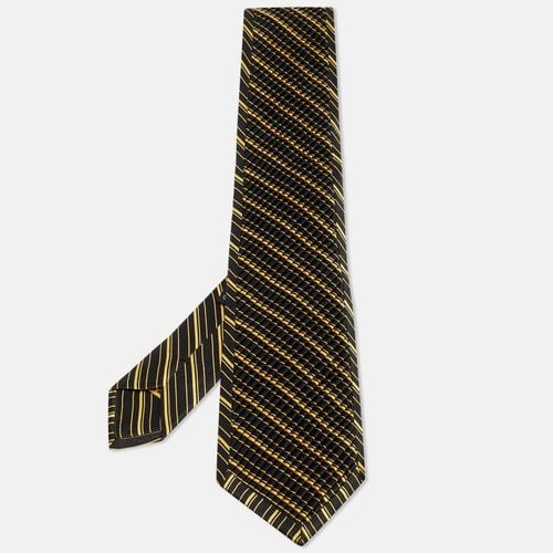 Yellow Striped Satin Silk Pleated Tie - Brioni - Modalova