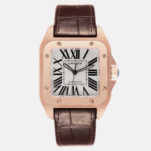 Santos 100 XL Rose Gold Dial Mens Watch W20095Y1 - Cartier - Modalova