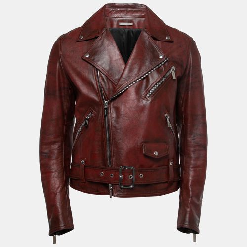 Distressed Leather Moto Jacket M - Dior - Modalova