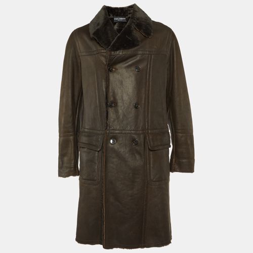 Leather & Fur Lined Double Breasted Coat L - Dolce & Gabbana - Modalova