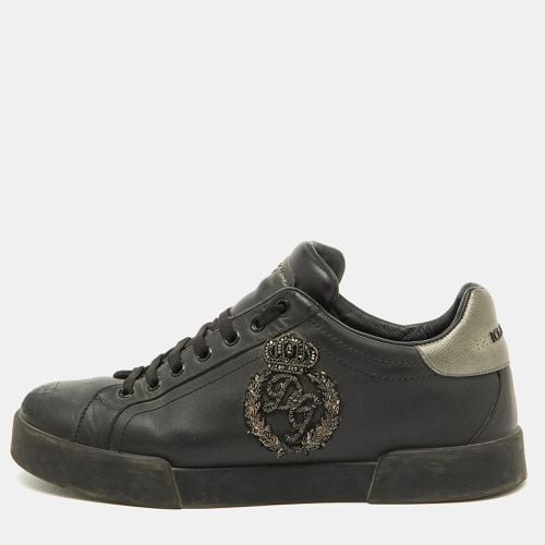 Leather Portofino Crown Patch Sneakers Size 41 - Dolce & Gabbana - Modalova