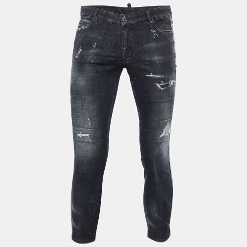 Washed Denim Distressed Skinny Cropped Jeans L - Dsquared2 - Modalova