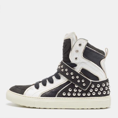 Silver Leather Studded High Top Sneakers Size 41 - Dsquared2 - Modalova