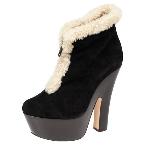 Suede and Shearling Zip Platform Ankle Boots Size 38 - Dsquared2 - Modalova