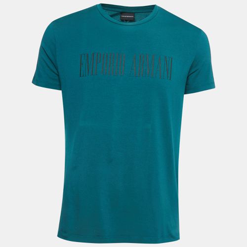 Dark Logo Print Cotton Half Sleeve T-Shirt XXL - Emporio Armani - Modalova