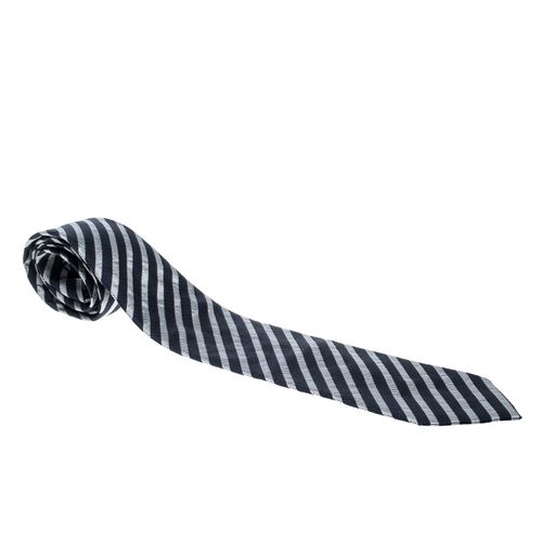 And Grey Striped Silk Tie - Emporio Armani - Modalova