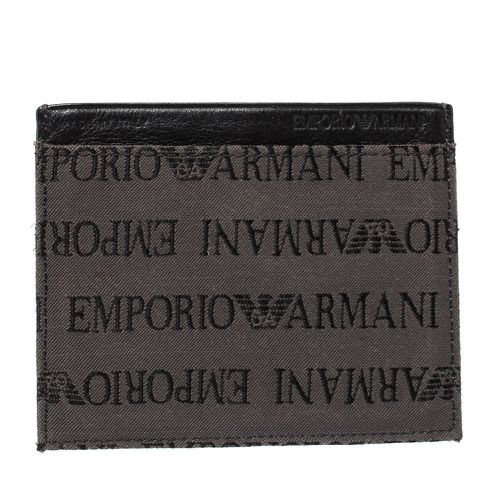 Black Leather Card Holder - Emporio Armani - Modalova