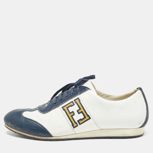 Blue/ Leather FF Logo Low Top Sneakers Size 44 - Fendi - Modalova