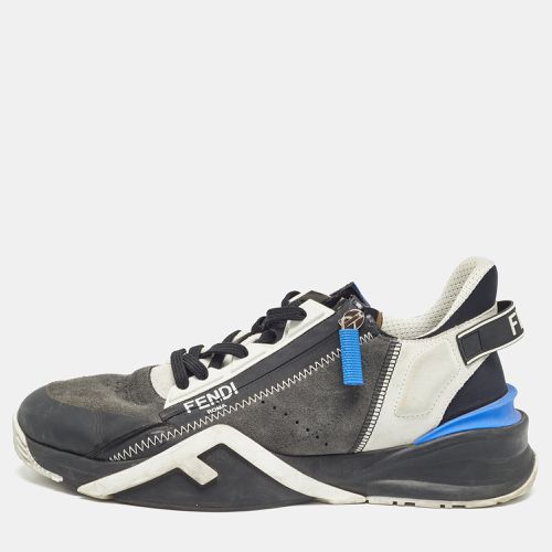 Black/Blue Leather and Mesh Flow Low Top Sneakers Size 42 - Fendi - Modalova