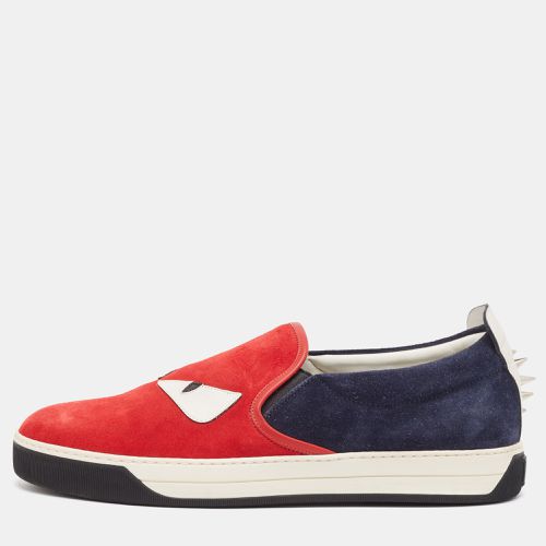 Leather and Suede Monster Slip On Sneakers Size 44 - Fendi - Modalova