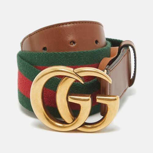 Web Canvas and Leather GG Marmont Buckle Belt 95CM - Gucci - Modalova