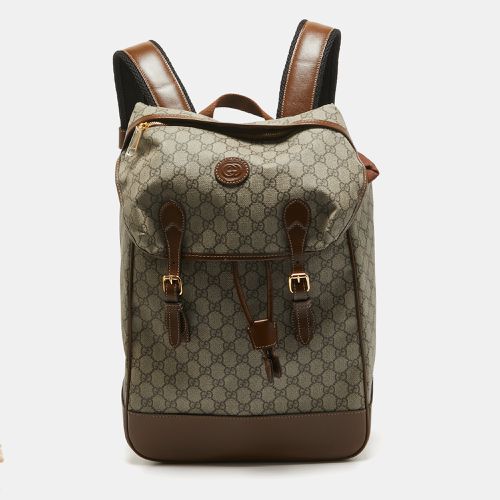 Beige GG Supreme Canvas Medium Interlocking G Backpack - Gucci - Modalova