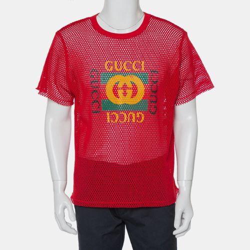 Mesh Logo Printed Crewneck T-Shirt XS - Gucci - Modalova