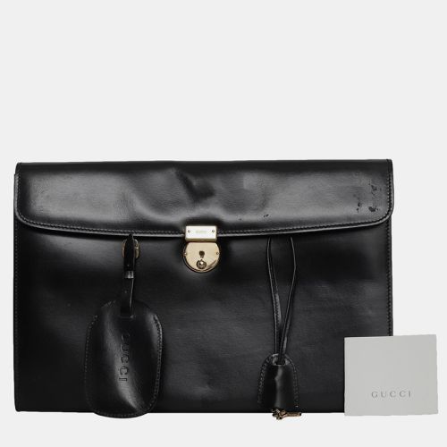 Gucci Leather Box Briefcase - Gucci - Modalova