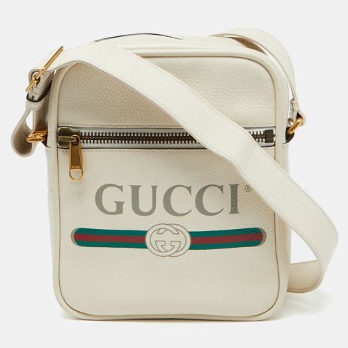 Leather Logo Print Messenger Bag - Gucci - Modalova