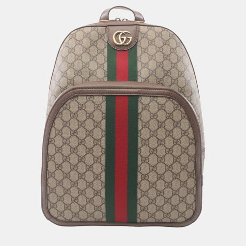 Brown Multicolor Coated Canvas Leather Ophidia Gg Supreme Medium Backpack - Gucci - Modalova